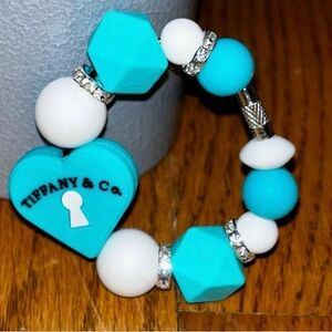 Handmade Tiffany & Co. Teal Keyhole Beaded Tumbler Stanley cup charm Bracelet